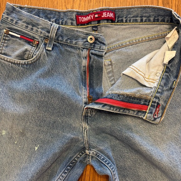 VTG Y2K Tommy Hilfiger Jeans Men's Sz‎ 33x30 Made in USA  Distressed Paint - Picture 7 of 13